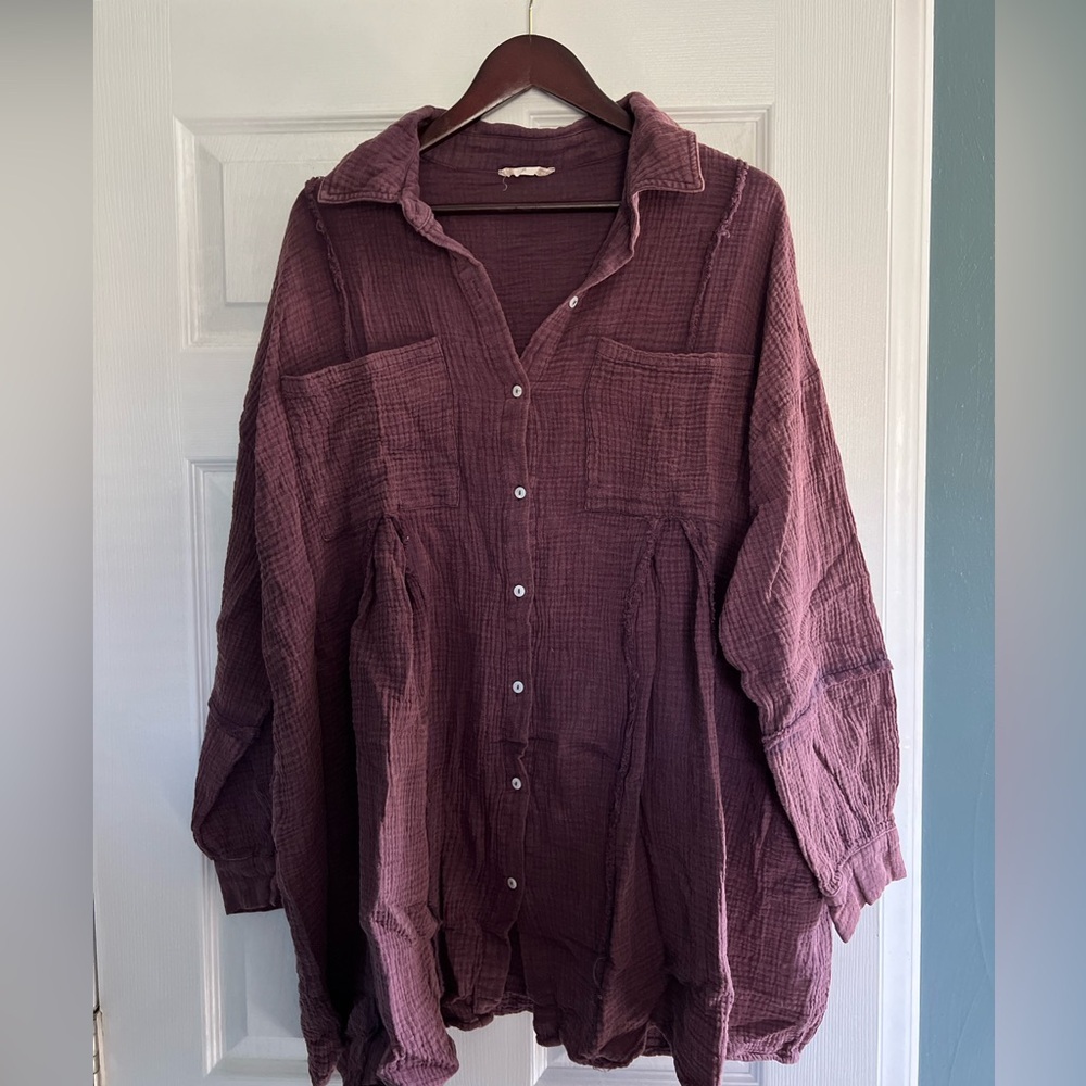 Altar’d State Dark Purple Button Up Shirt Dress Size Medium